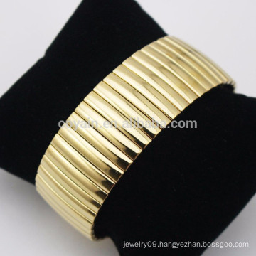 Unisex Jewelry 18K Gold Plated Wide Stainless Steel Elastic Bracelet